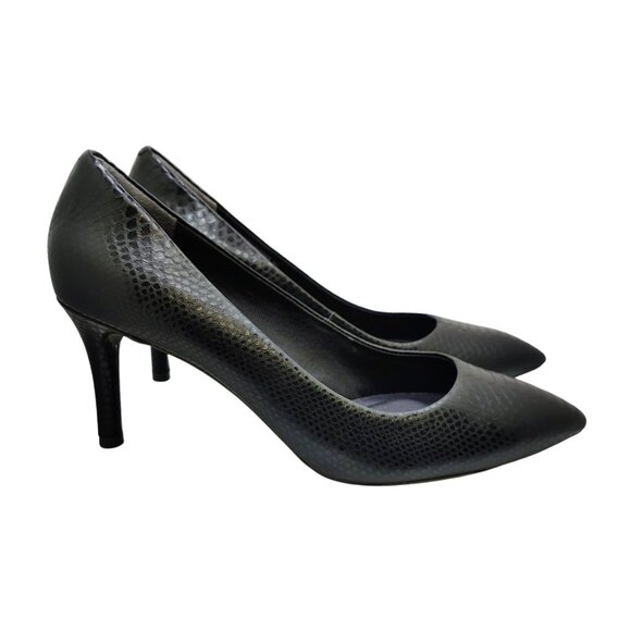 Rockport Black Snakeskin Leather Pumps | Size 9.5 | Total Motion Heels - Picture 3 of 7